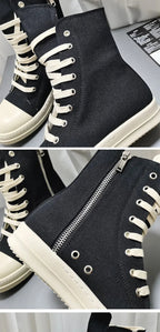 YETTIES Unisex High - Top Canvas Sneakers - Thick Sole Zip - Up Summer Shoes | StepbyStepNow - StepByStepNow