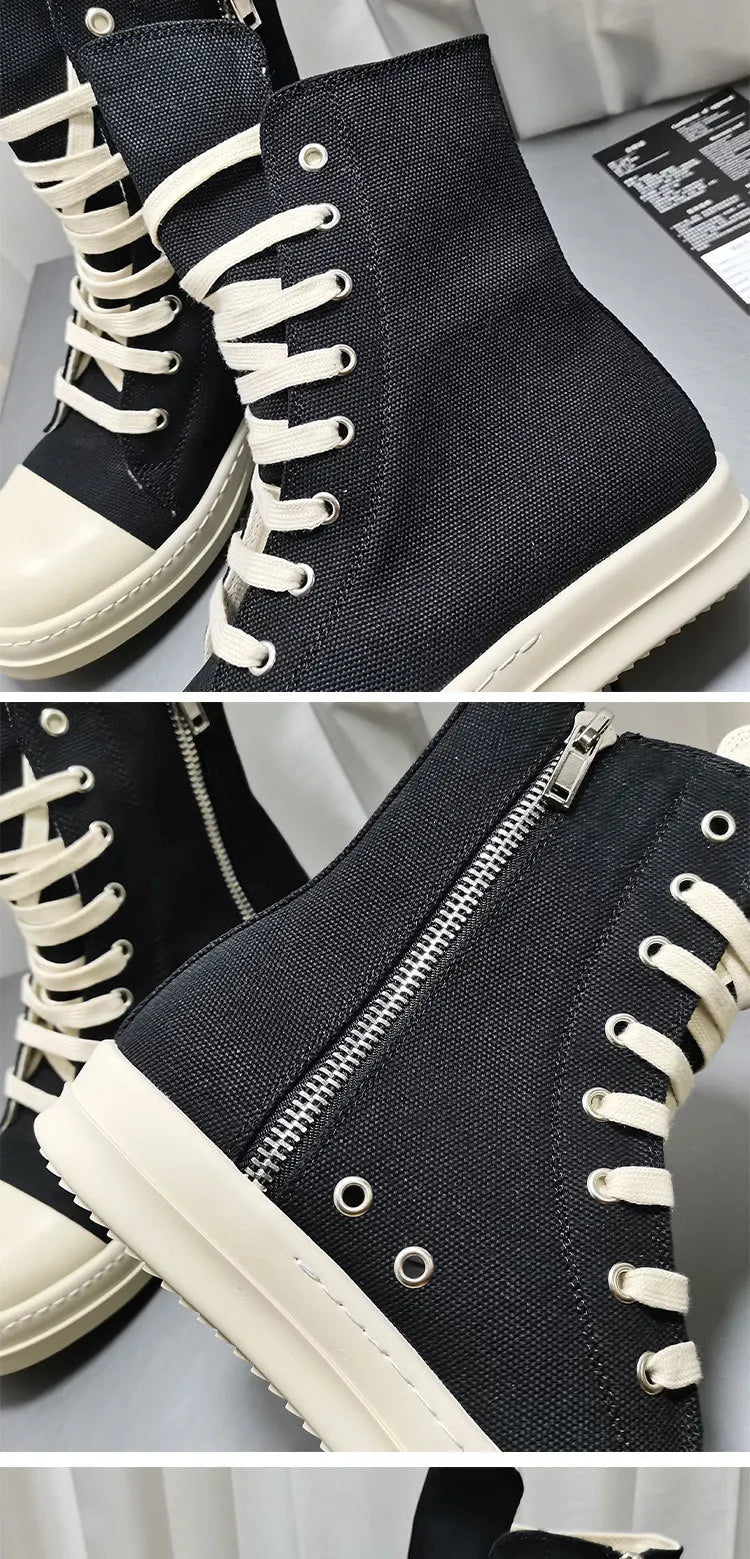 YETTIES Unisex High - Top Canvas Sneakers - Thick Sole Zip - Up Summer Shoes | StepbyStepNow - StepByStepNow