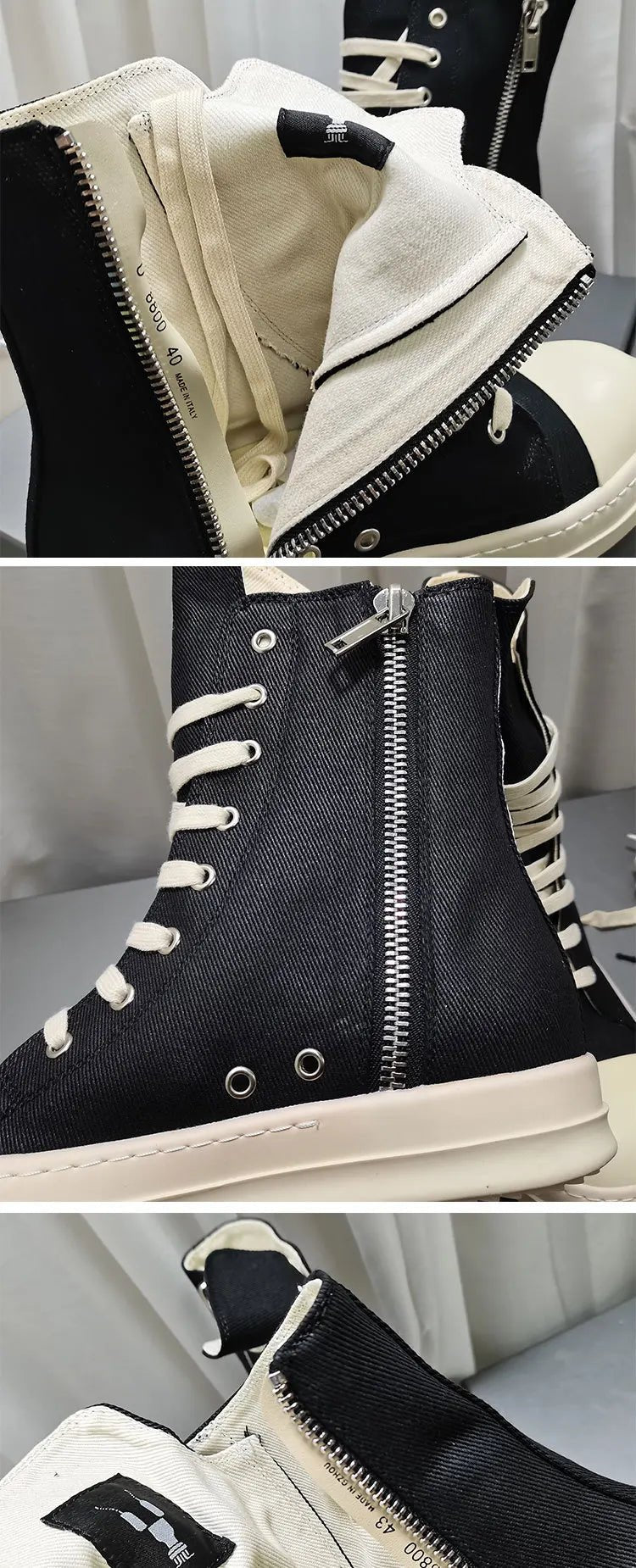 YETTIES Unisex High - Top Canvas Sneakers - Thick Sole Zip - Up Summer Shoes | StepbyStepNow - StepByStepNow
