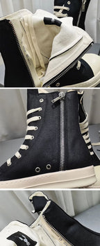 YETTIES Unisex High - Top Canvas Sneakers - Thick Sole Zip - Up Summer Shoes | StepbyStepNow - StepByStepNow