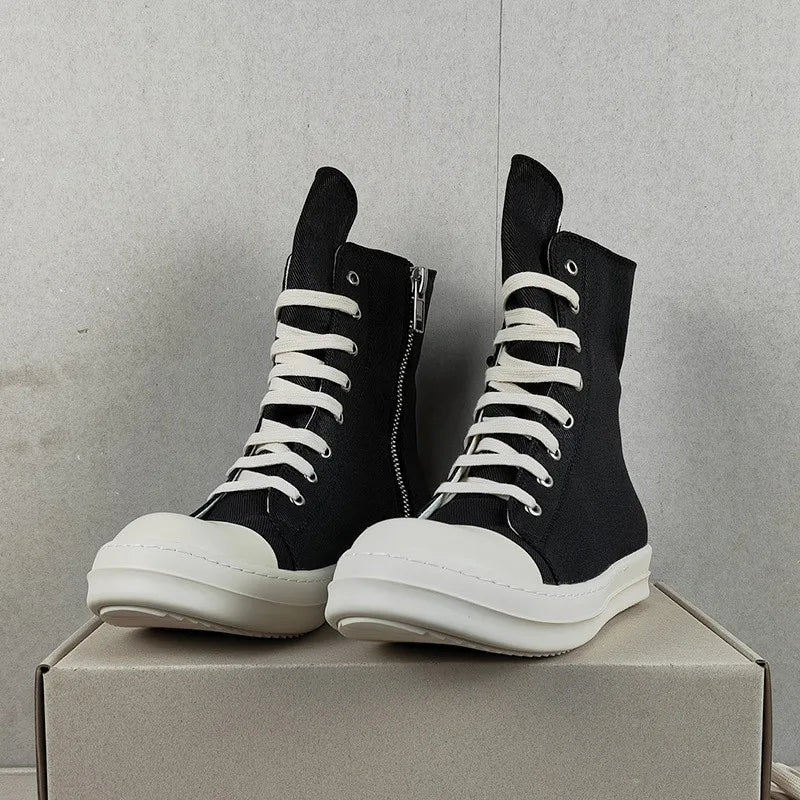 YETTIES Unisex High - Top Canvas Sneakers - Thick Sole Zip - Up Summer Shoes | StepbyStepNow - StepByStepNow