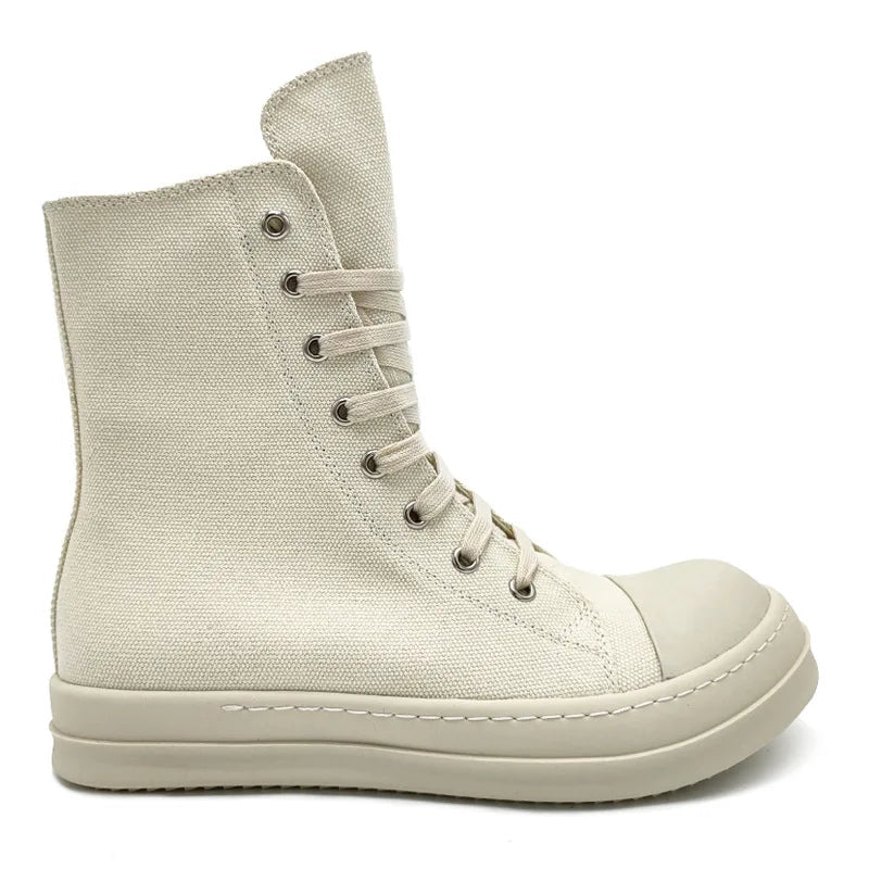 YETTIES Unisex High - Top Canvas Sneakers - Thick Sole Zip - Up Summer Shoes | StepbyStepNow - StepByStepNow