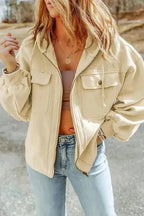 Zip - Up Hooded Jacket With Flap Pockets - StepByStep