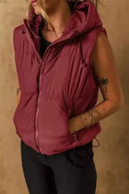 Zip - up Hooded Puffer Vest - StepByStep