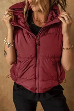 Zip - up Hooded Puffer Vest - StepByStep